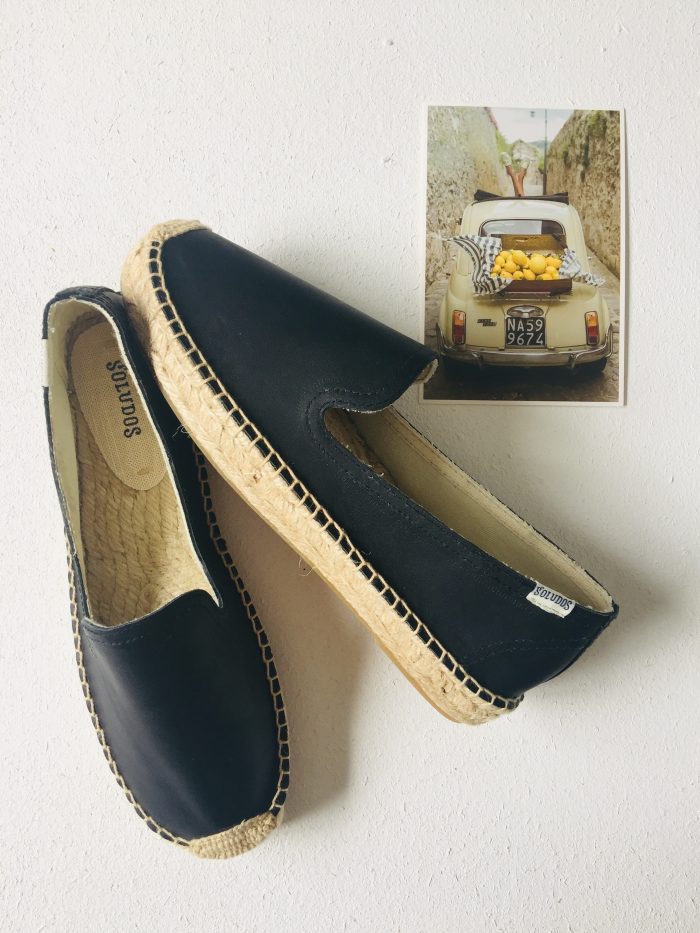 Platform Smoking Black Leather Soludos
