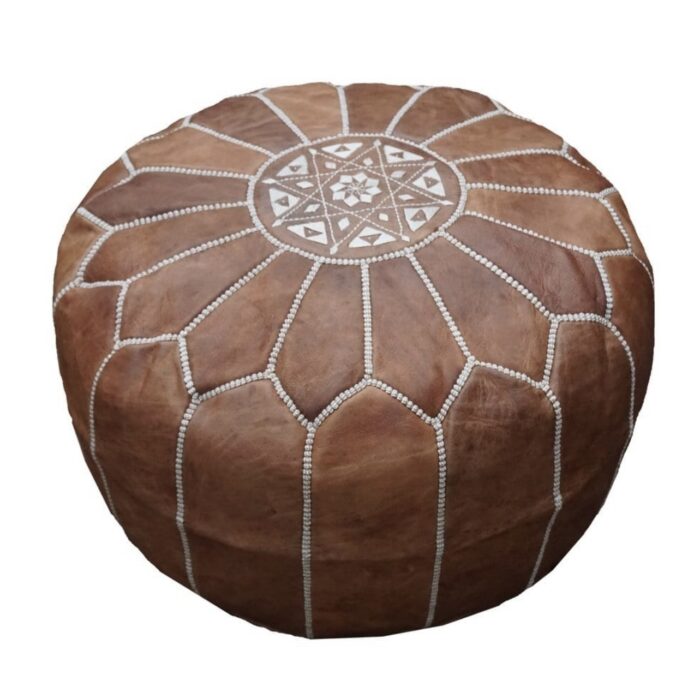 Moroccan Leather Pouf TAN New Zealand