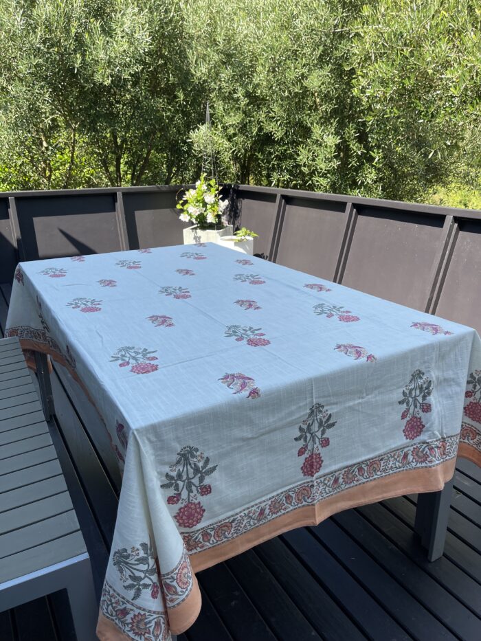 Indian Table Cover: Apricot and Pink.