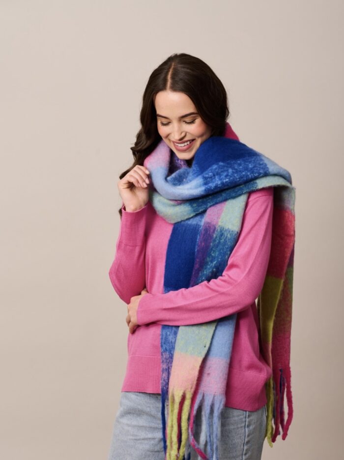 Tiger Tree Saint Martin Scarf, Navy & Pink