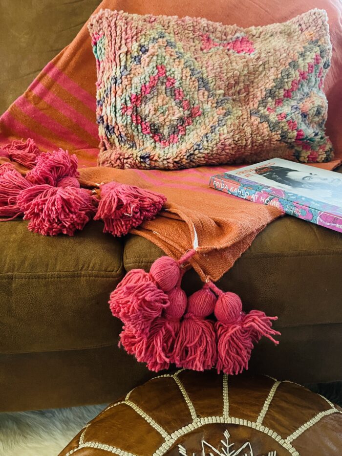 Blanket: Moroccan Pom Pom/Tangerine + Pink