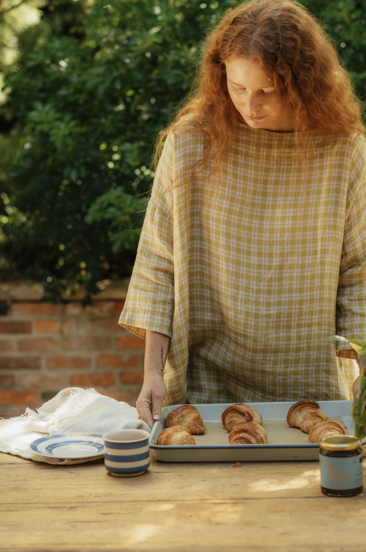 French Linen Tunic Top, Montaigne / Yellow Check