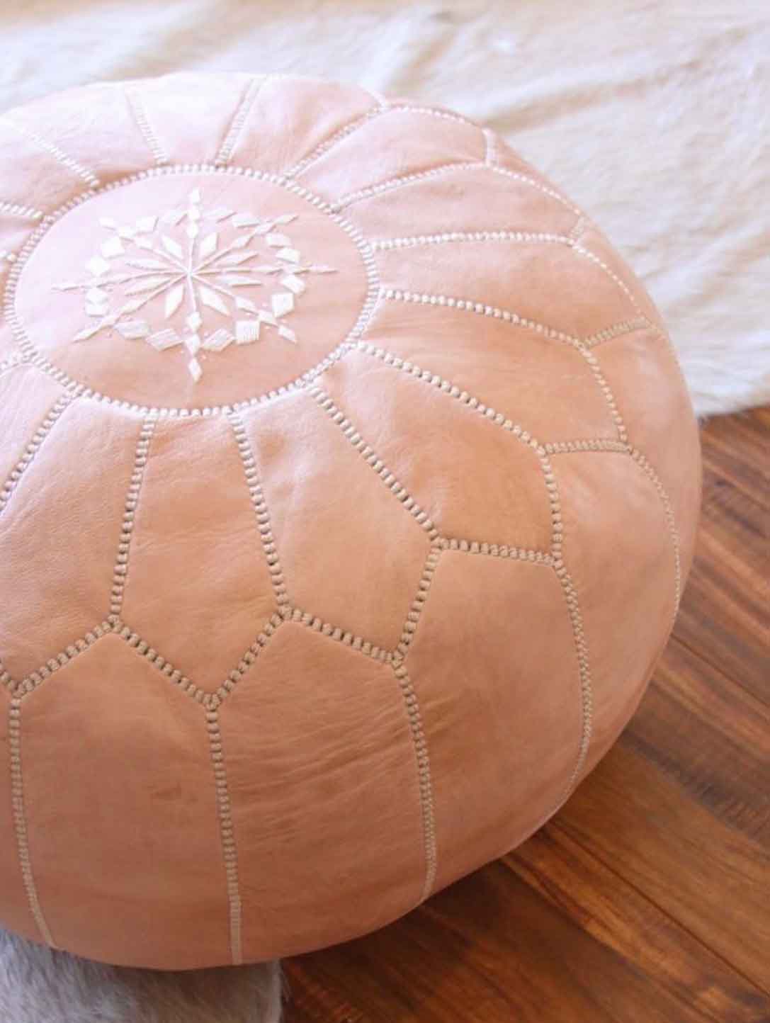 Moroccan Leather Pouf